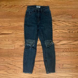 One Teaspoon High Waisted Black Distressed Jeans